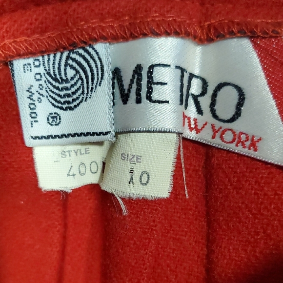 Vtg Metro Work Vibrant Red A-Line Pleated Wool Skirt - Picture 6 of 9